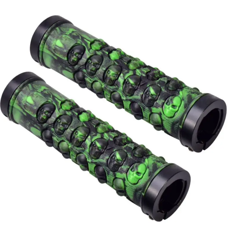 

1 Pair Mountain Bike Bilateral Lock Skull Pattern Non-slip Road Bicycle Rubber Handlebar Grip Bicycle Accessories**