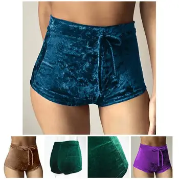 

2019 Hot Sale Women Velvet Drawstring Shorts Casual High Waist Spring Summer Sexy Skinny Short Pants H66