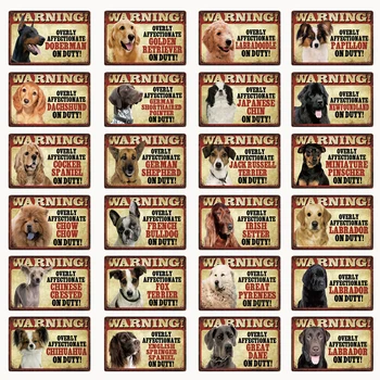 

Pets Shop Dog Warning Golden Labrador Metal Sign Tin Poster Home Decor Bar Wall Art Painting 20*30 CM 7.8x11.8inch