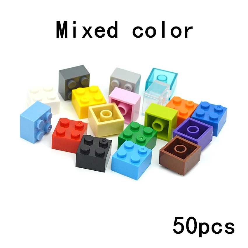 50PCS DIY 2x2 Dots Building Blocks Thick Figures Bricks Educational Creative Size 2*2 Dots Compatible With 3003 Toy for Children Screwing Blocks Blocks