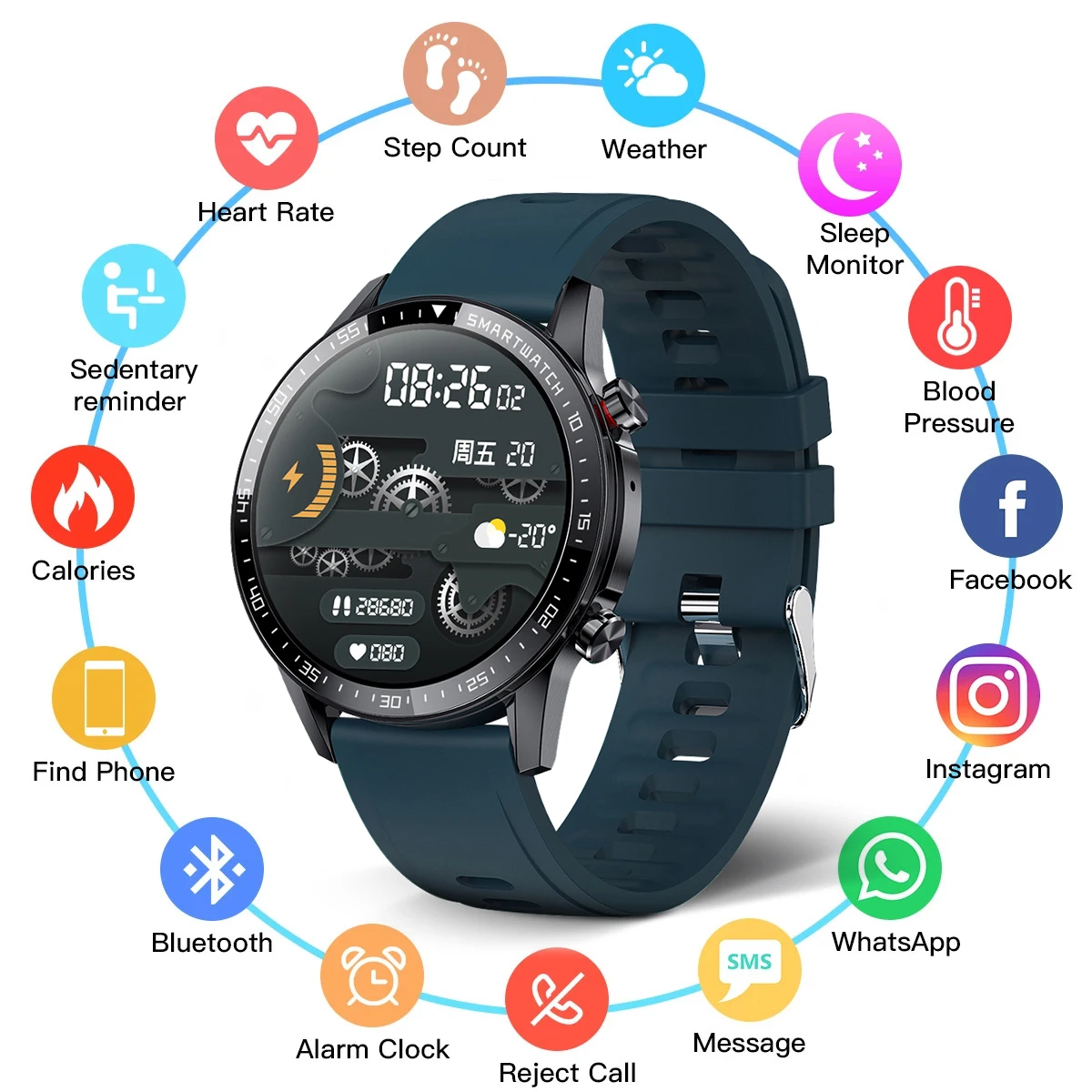 MEGIR Smart Watch Men Women Fitness Heart Rate Monitor with IP67 Waterproof Pedometer Smartwatch with Sleep Monitor Step Counter