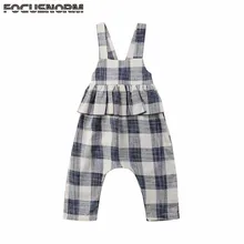Г. Детская летняя одежда Необычные комбинезоны для девочек Свободные Комбинезоны с рюшами, ползунки в клеточку хлопковая одежда, костюм От 2 до 8 лет