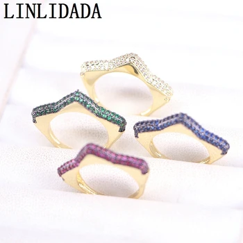 

5Pcs Adjustable CZ Star Ring, New Fashion Gold Color Ring, Cz micro pave Rings Women Jewelry