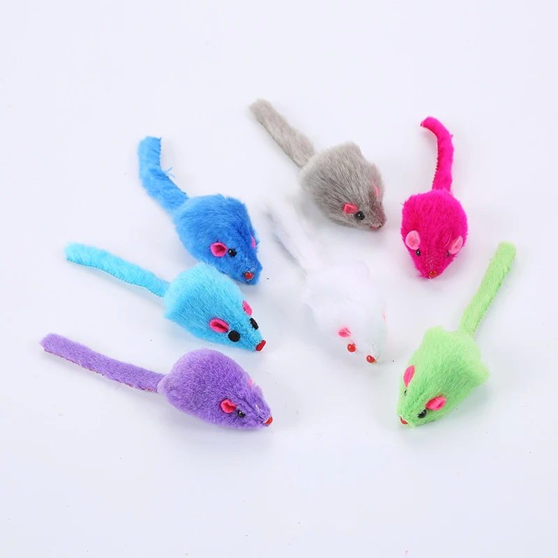 1pcs Cute Cat Toys Plush Fur Toy False Mouse Toys Pet Kitten Funny Rat Safety Plush Little Mouse Interactive Playing Toy Gift