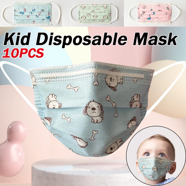 US $5.88  10PCS Disposable children mask Cartoon Pattern Face Mask Mouth Masks+filter 3-Layers Anti Dust Cove