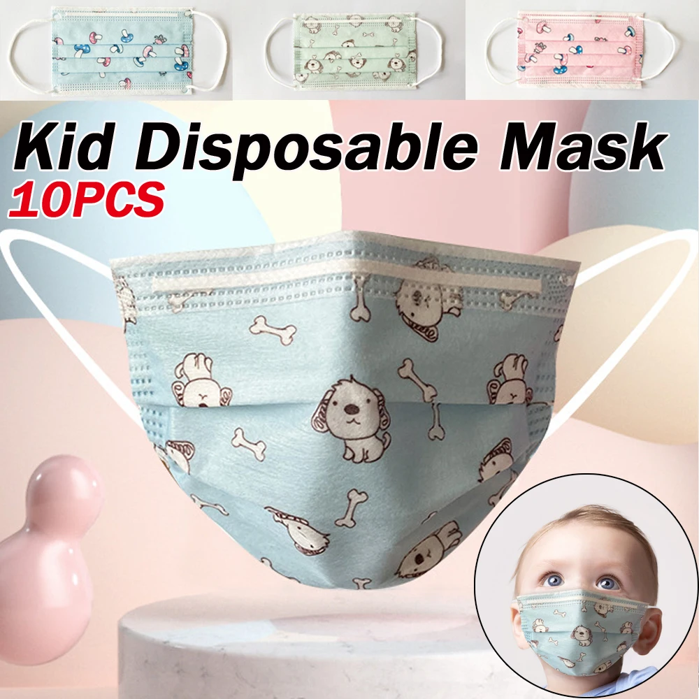 

10PCS children mask Cartoon Pattern Face Mask Mouth Masks+filter 3-Layers Anti Dust Cover Kids Baby PM2.5 Respirator