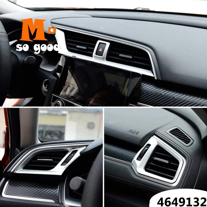 

For Honda Civic 10th 2016 2017 ABS Matte/Red styling Accessories-Front Air vent outlet Dashboard console frame trim Cover