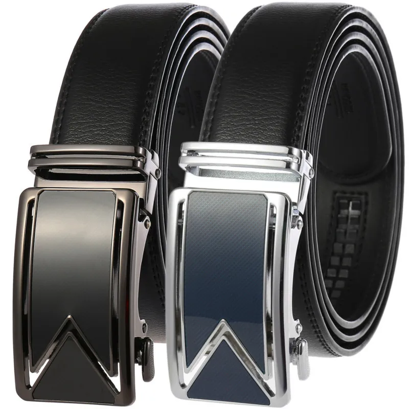 Man Leather Genuine Automatic Alloy Belt Fashion Waist Strap Belt Waistband