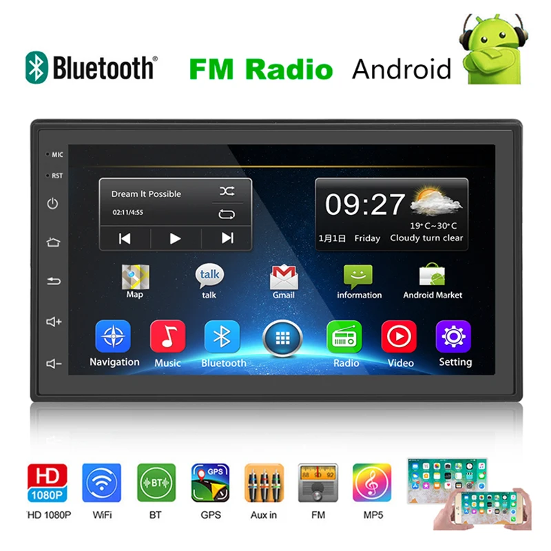 2 din 7 &quotУниверсальный Авто Стерео Авторадио WIFI Bluetooth GPS аудио Mirrorlink сенсорный