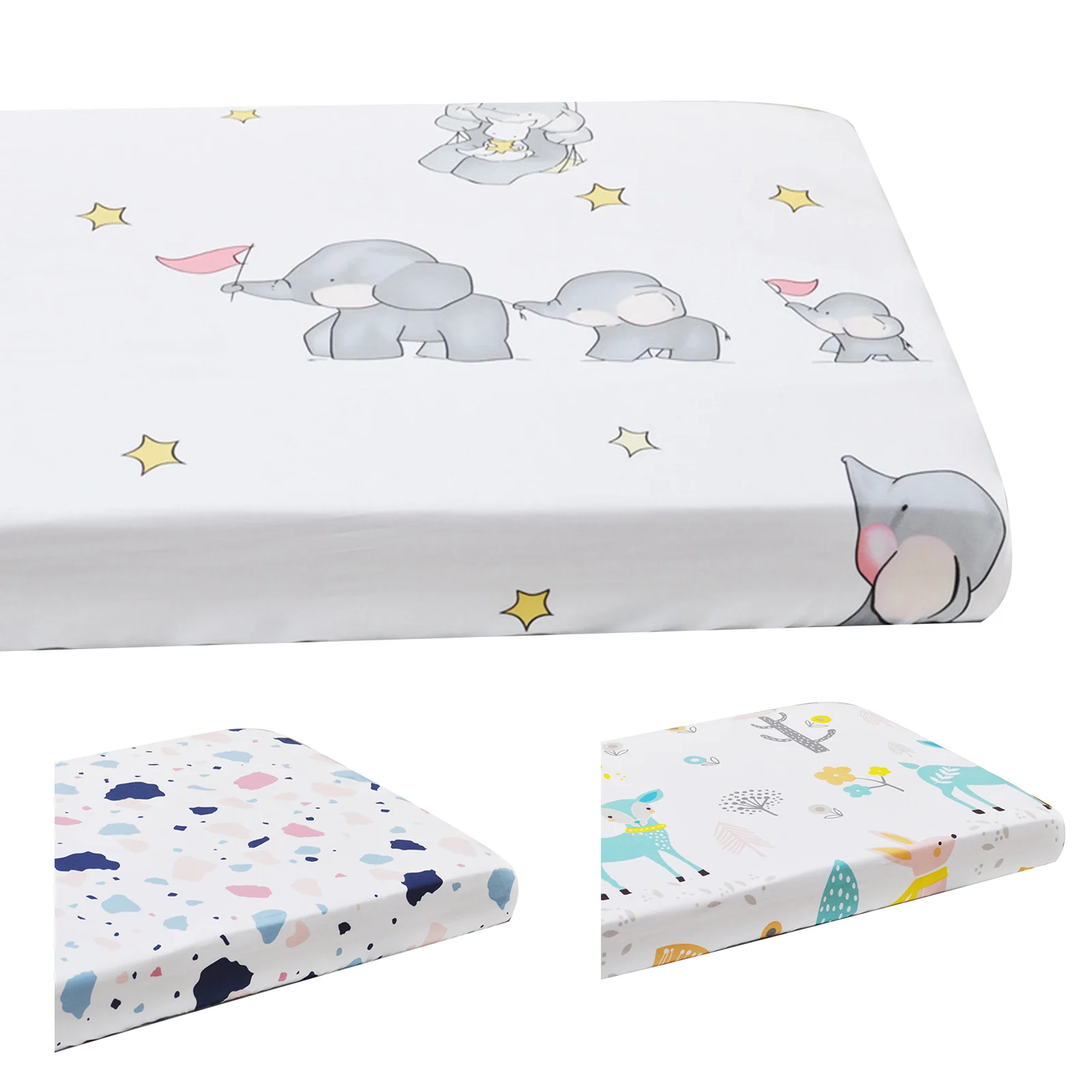 Cotton Crib Fitted Sheets 110/120/130cm*70cm Soft Baby Bed Mattress Covers Print Newborn Toddler Bedding Set Kids Mini Cot Sheet