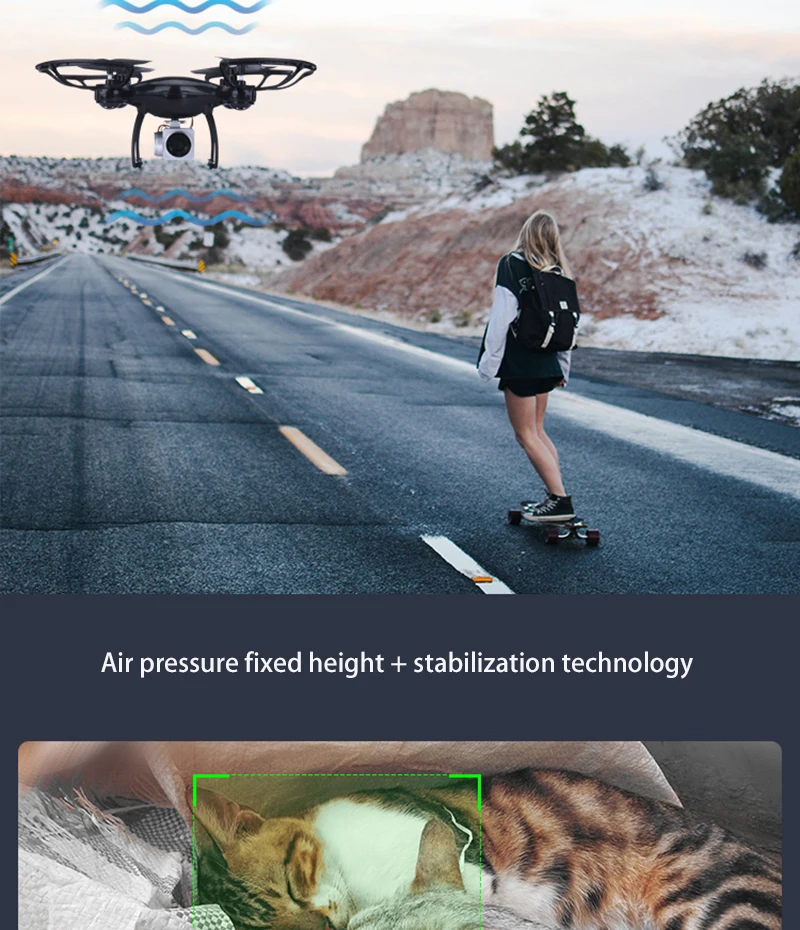 Воздушный Дрон wifi передача изображения в реальном времени 1080P четырехосный самолет с фиксированной высотой с дистанционным управлением