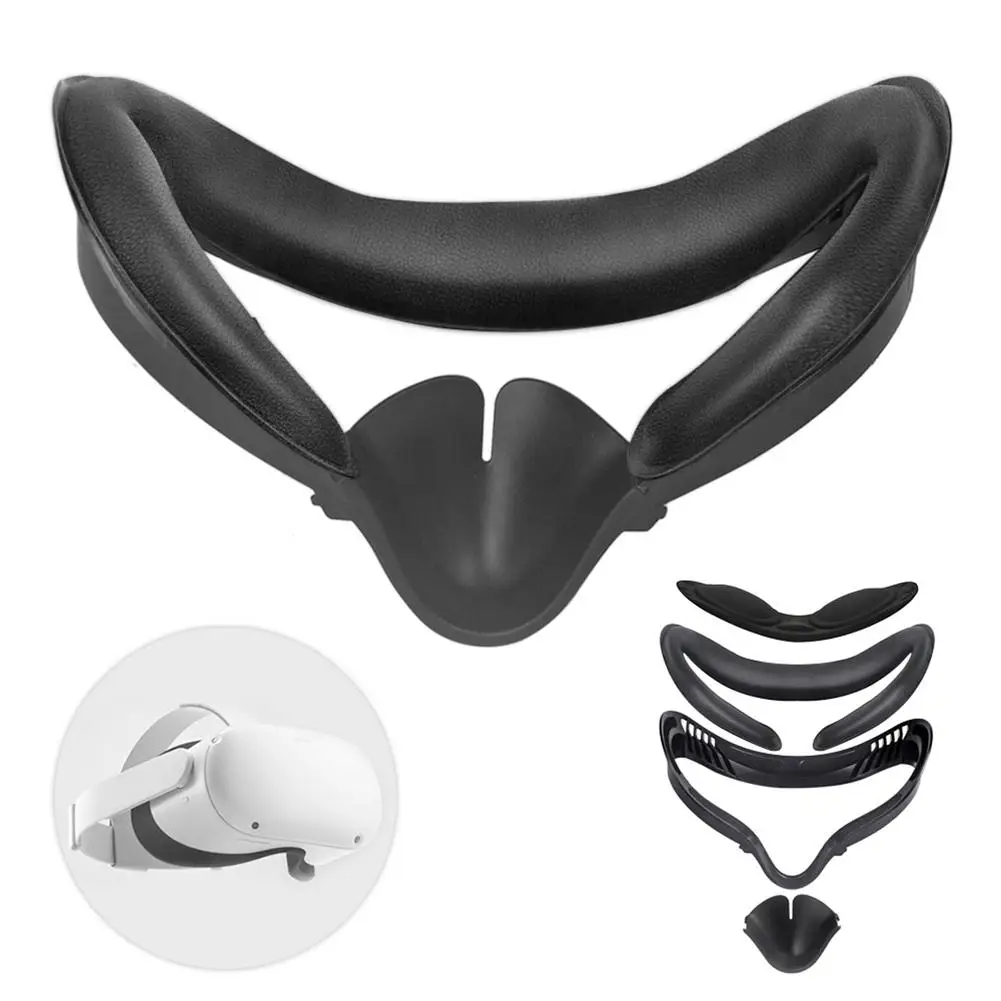 Máscara de olho de couro macio do plutônio capa para oculus quest 2 óculos vr luz que obstrui a almofada da capa do olho da cara com capa da lente de vr para quest2 vr