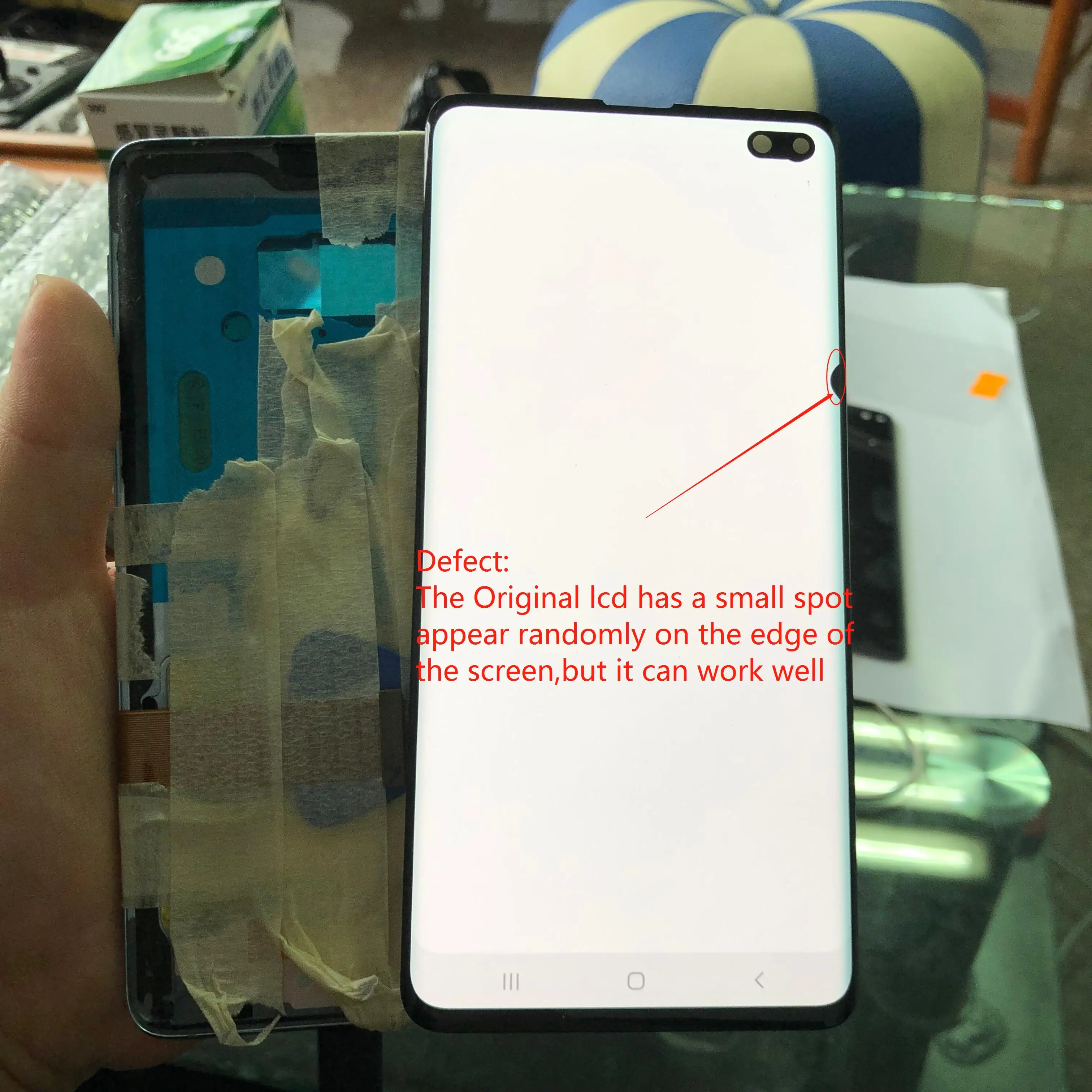 Original AMOLED S10PLUS LCD With spot+Frame For Samsung Galaxy S10 Plus G975 G975F Display+Touch Screen Digitizer Assembly Part | Мобильные