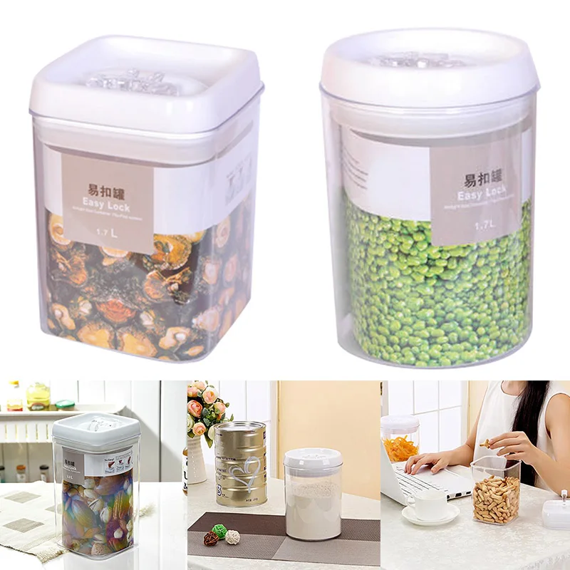 

Plastic Seal Airtight Food Storage Box Cans Jar Kitchen Grain Container DAG-ship