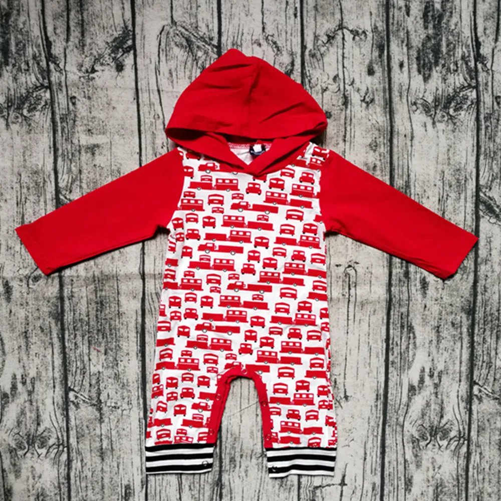 

INS Baby Christmas Romper Car print hooder jumpsuit Long Sleeve