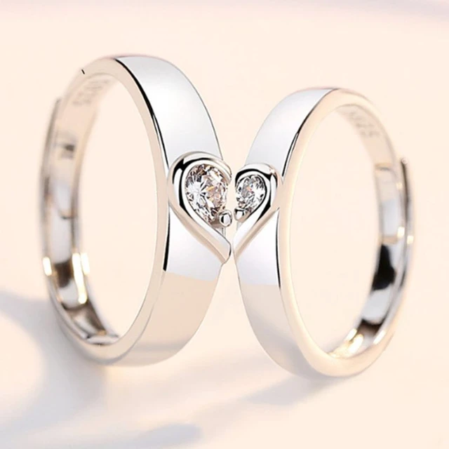 2Pcs Love Heart Matching Anniversary Couples Stuff Rings Ins Net Red For  Women Men Valentines Day Aesthetic Jewelry Gift Set - AliExpress