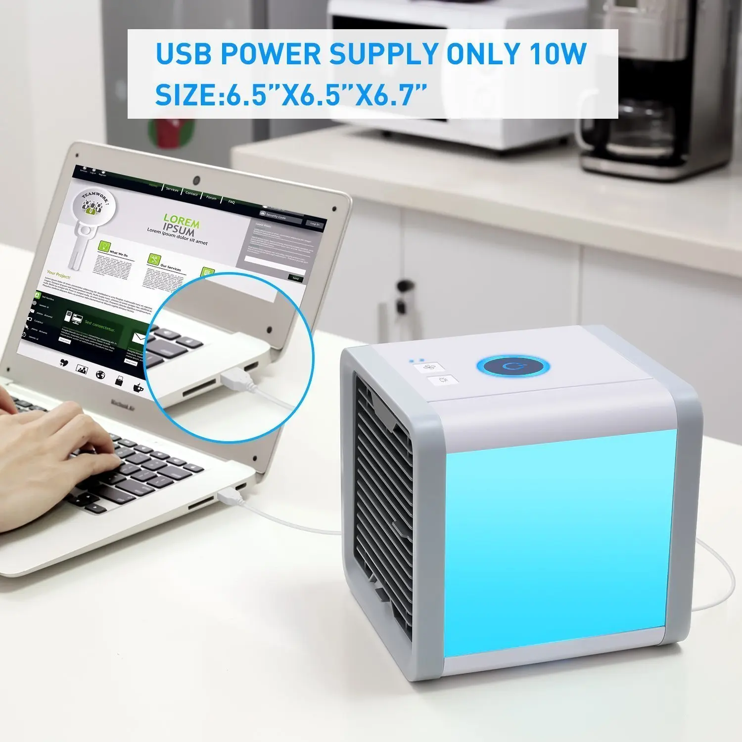 Portable USB Air Conditioner Unit - Mini 3 Speed Air Cooler Humidifier AC Water Fan