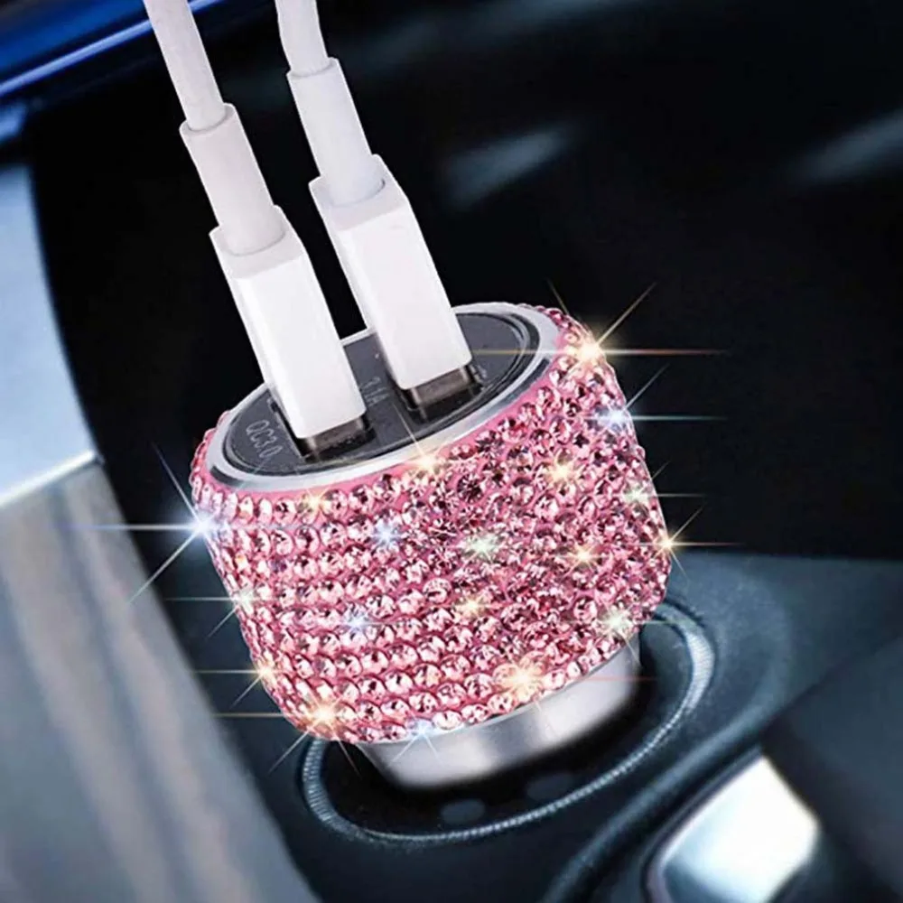 Зарядные устройства с двумя usb-портами, быстрая зарядка, автомобильные зарядные устройства, защитные молоты, автомобильные зарядные устройства в алмазном стиле