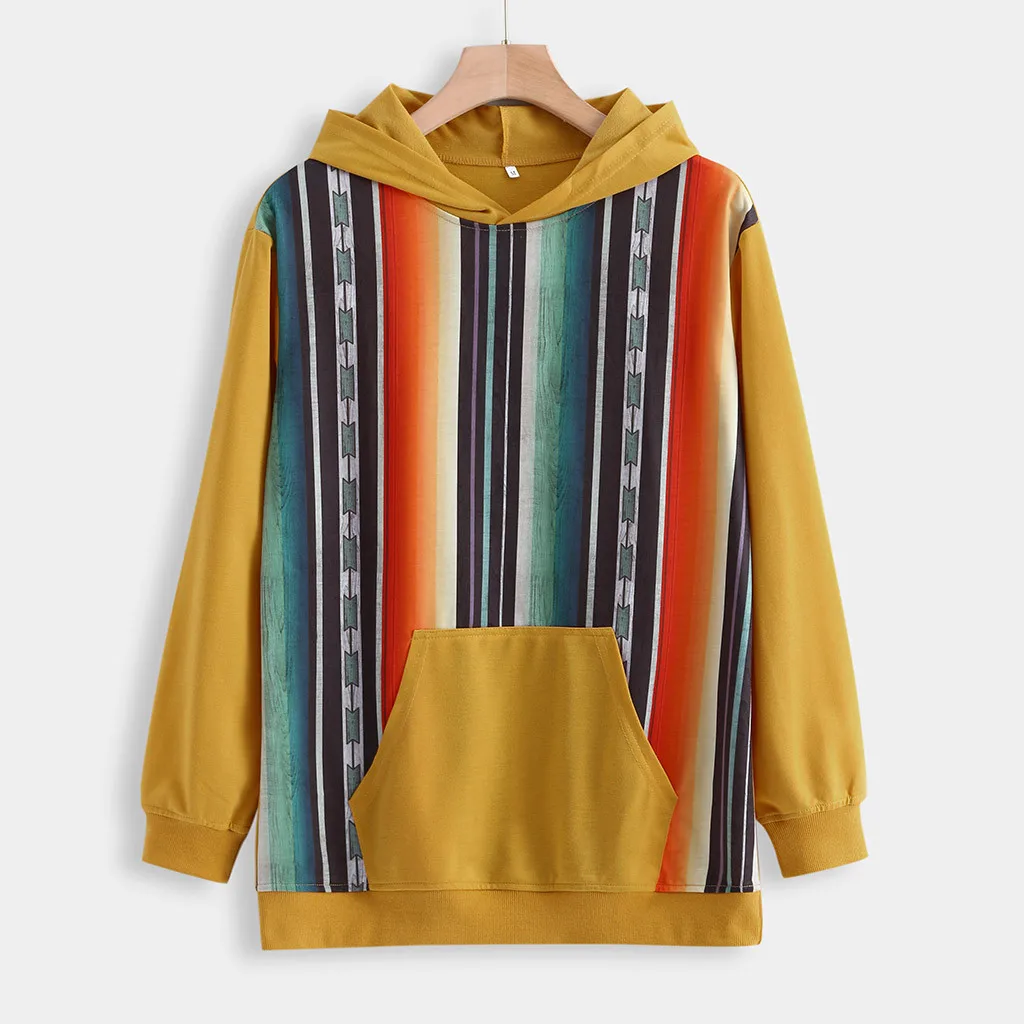 feitong stripe Women Hoodies Pullover Wholesale Hoodies 2022 Autumn Sweatshirt  Oversized Hooded Pullover Top sudadera mujer 9M3