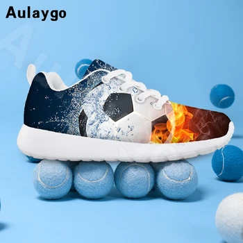

Aulaygo Mesh Breathable Sports Shoes Water And Fire Football 3D Printing Men Small Medium-sized Children's Non-slip Running Shoe
