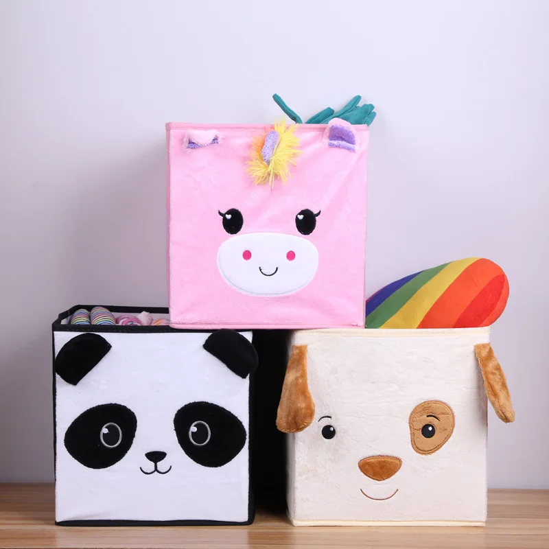 New cartoon Non-woven fabric Folding Embroider Large Storage Box for kid Toys Storage organizer clothes Cosmetics storage bins