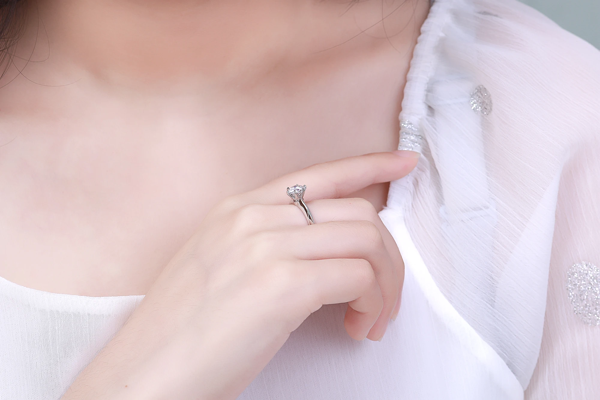 Круглое серебряное кольцо с муассанитом, 1ct D VVS, роскошное женское кольцо с муассанитом, регулируемое