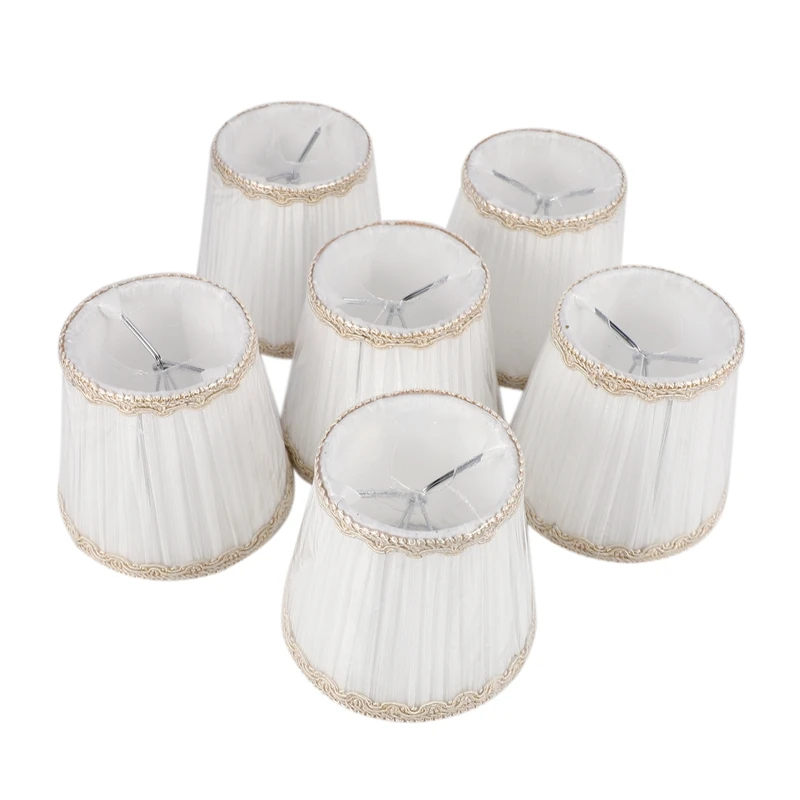 

LIXF Chandelier Shades,ONLY for Candle Bulbs,Clip-On Fitter Lamp Shades,Set of 6, White