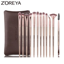 Zoreya Makeup Brush Sets Eye Shadow Crease Eyeliner Small Fan Brushes 12pcs Essential Eye Soft Synthetic Hair Blending