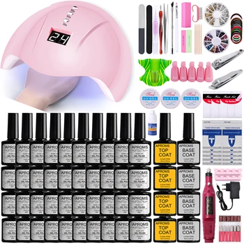 

24W Manicure Set Nail Kit Nail Set 40/30/20/10 Soak Off Nail Gel Polish Set Electric Nail Drill Machine UV LED Nail Lamp Dryer