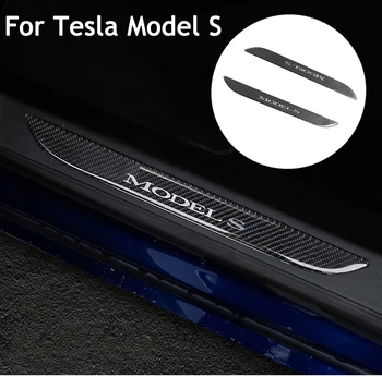 

for Tesla Model S Carbon Fiber Car Front Door Sill Welcome Pedal Sticker Interior Decoration Cover Protective Trim Accessories