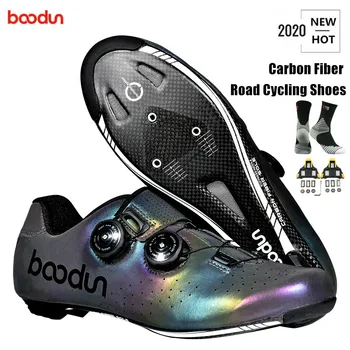 

BOODUN 2020 new colorful luminous carbon fiber cycling shoes outdoor men women professional cycling enthusiast road bike shoes