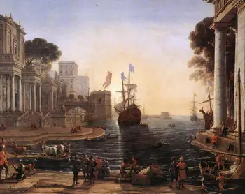 

2 Handmade Art Paintings by Teachers - Ulysses Returns Chryseis to her Father landscape Claude Lorrain - Oil Painting on Canvas