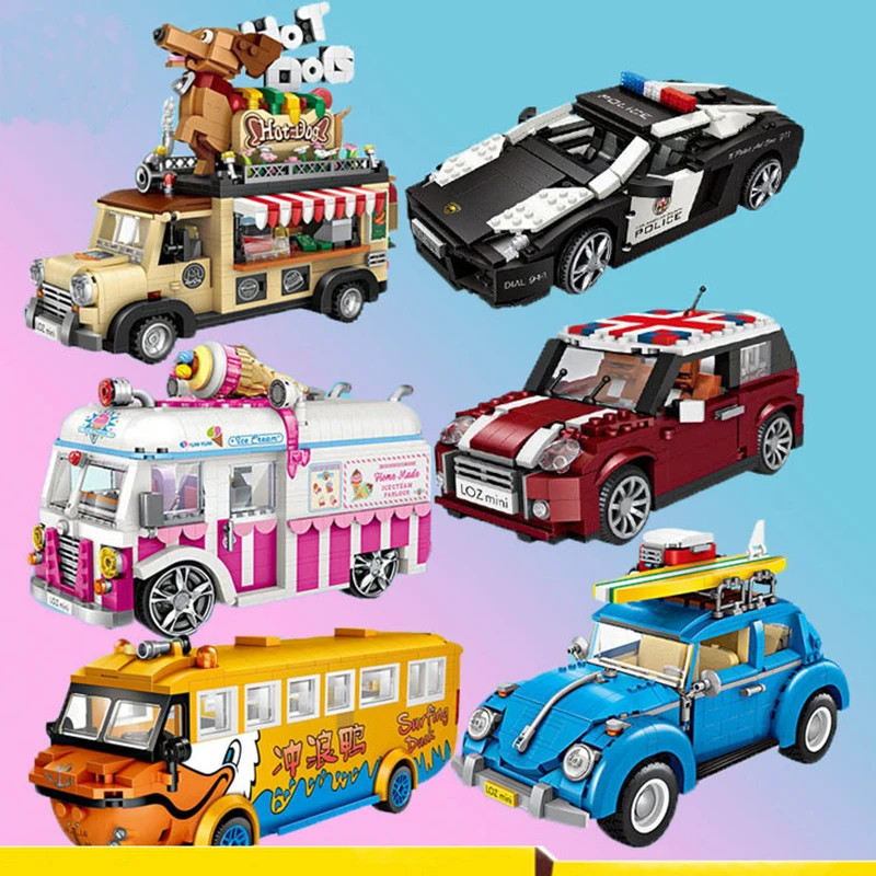 

Two-in-one Technic Mini Building Blocks Car Vehicle Assemable Kids Educational Toys For Children Creator Ice Cream Truck