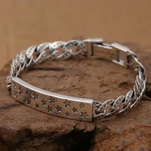 Серебряные ювелирные изделия Корейская версия моды Ретро Простой личности мужчин и женщин тайский серебряный пятиугольник популярный браслет