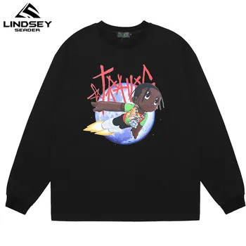 

LINDSEY SEADER Cartoon Anime Print Long Sleeve Tees Shirts Harajuku Trend Cotton Streetwear Hip Hop Harajuku Casual Tops Tshirts