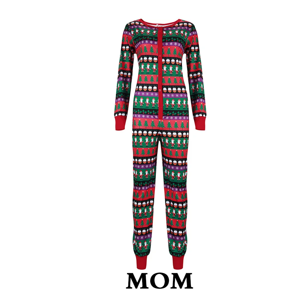 Рождественская Пижама; зимний комбинезон с длинными рукавами и принтом снежинок Санты; Семейные пижамы размера плюс; пижамные комплекты - Цвет: MOM