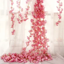180 см Сакура вишня украшение для свадебной арки из ротанга лоза Искусственные цветы домашние вечерние Декор Шелковый Плющ настенный венок