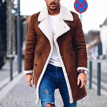 

Men's Wool Warm Winter Trench Long Outwear Fashion Button Smart Overcoat Coats Waterproof Windproof Winter Jacket