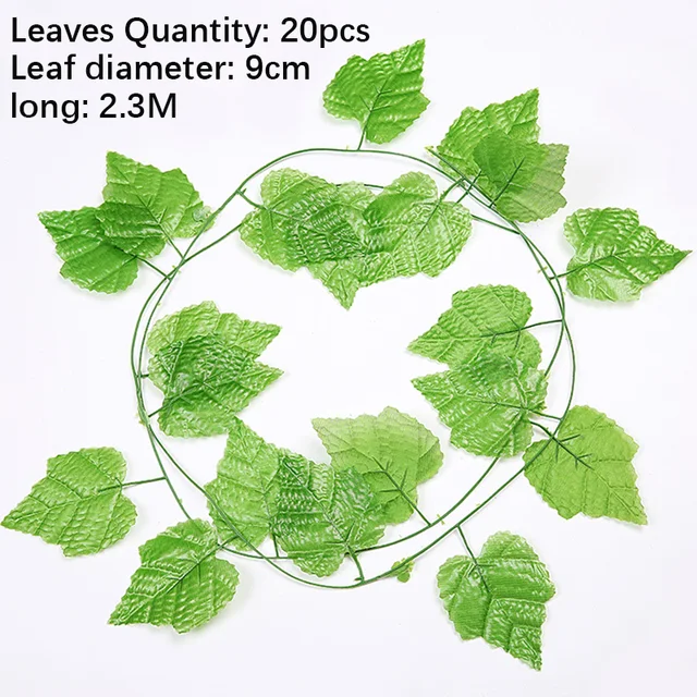 Artificial Plant Vines Wall Hanging Rattan Leaves Branches Outdoor Garden Home Decoration Plastic Fake Silk Leaf Green Plant Ivy L