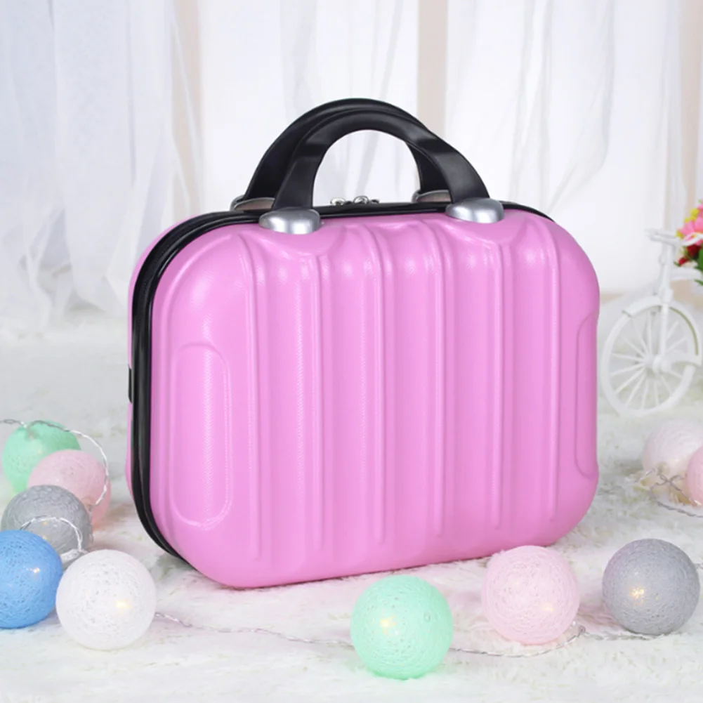 

14inch Makeup Cosmetic Bag Portable Suitcase Small Waterproof Travel Organizer Hard Vanity Case Vertical Striped Practical