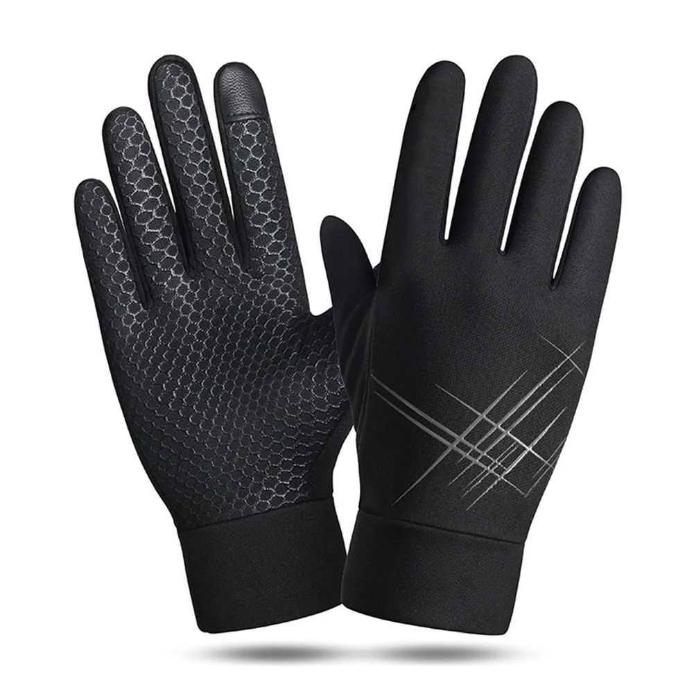 Cycling Riding Gloves Fleece Lined Warm Waterproof Windproof Anti-slip Touching Screen Sports Gloves ASD88 - Цвет: Серый
