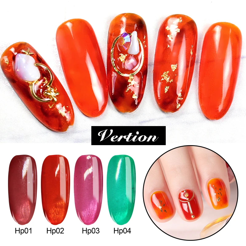 

Verntion Jelly Glass Candy Gel Quick Building Nail Extend Polygel Set Mirror Summer Attribute Titanium Nail Art Fibre Glass