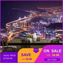 Фото обои красота город ночная сцена 3D обои Европейский стиль персонализированное здание Бар ТВ диван офис Обои фреска