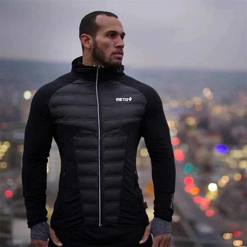 

Muscular men's sports jacket autumn and winter models Slim fashion hooded thick warm sweater running fitness training clothes