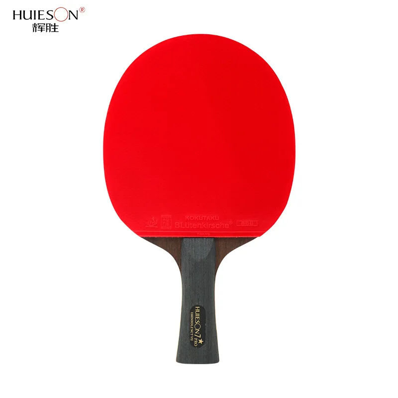 Huieson Table Tennis Racket Set 7 Star Professional Game Ping Pong Paddle Ebony Wood Long Handle Short Handle with Case 2 Ball (7)