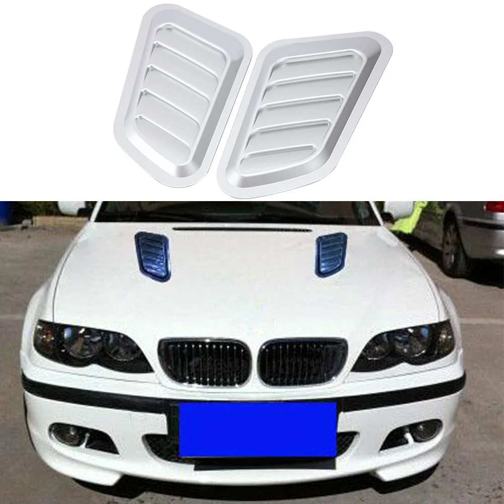 

2PCS Car Front Engine Cover Sticker Decorative Air Outlet Flow Intake Scoop Turbo Bonnet Vent Cover Hood Auto Parts