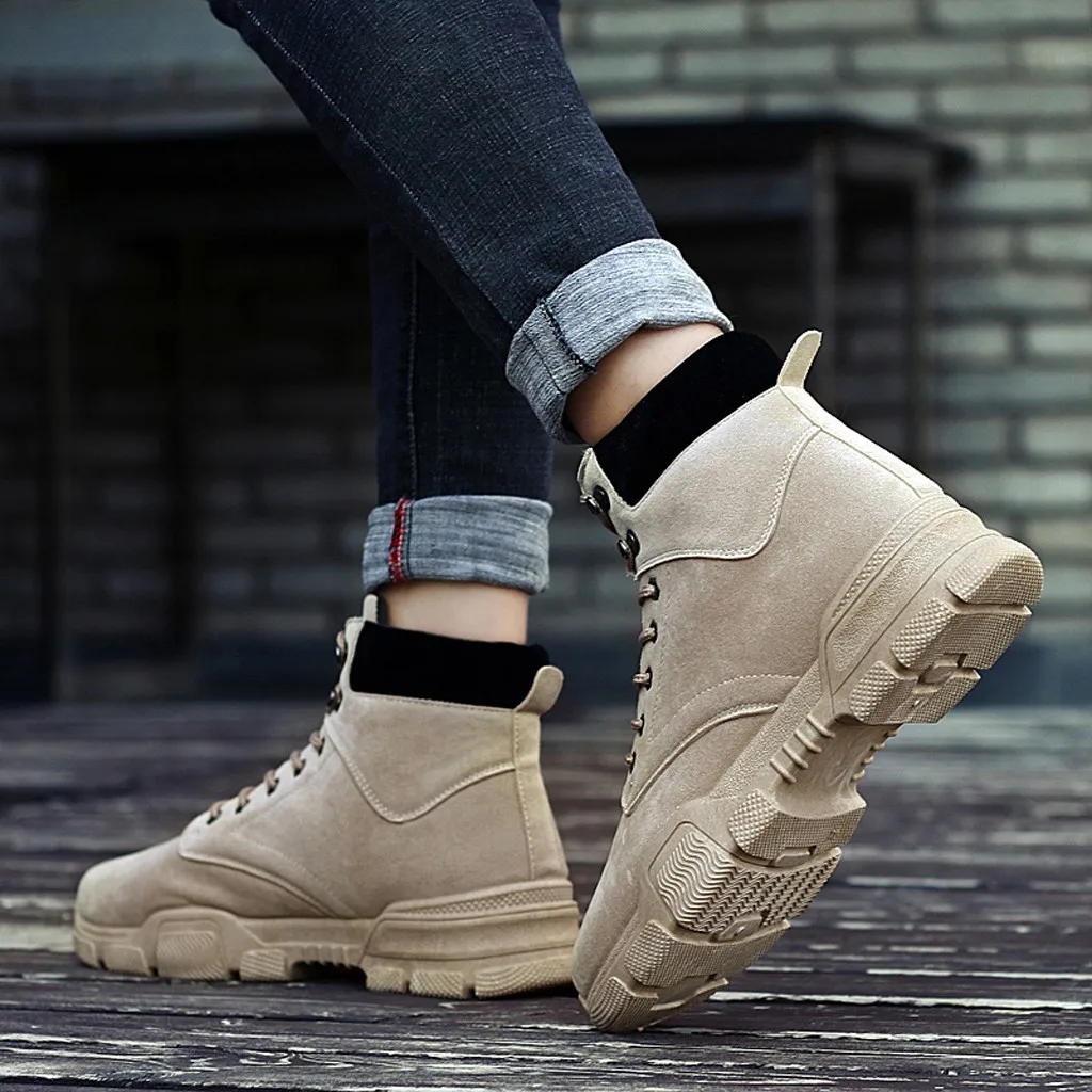 Botas hombre/высококачественные модные зимние мужские ботинки; теплые рабочие ботинки; мужские ботинки-дезерты на шнуровке; обувь с высоким берцем с круглым носком; 7,10