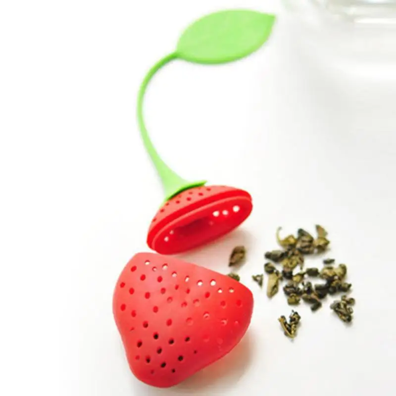 creative Strawberry Shape Tea Strainer Non-toxic Silicone Tea Infuser Tea Bag Loose Herbal Spice storage Filter Teapot Accessory