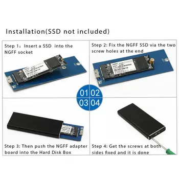 

M.2 NGFF SSD SATA To USB3.0 Hard Disk Enclosure Storage Case Adapter Up To 6GB/S
