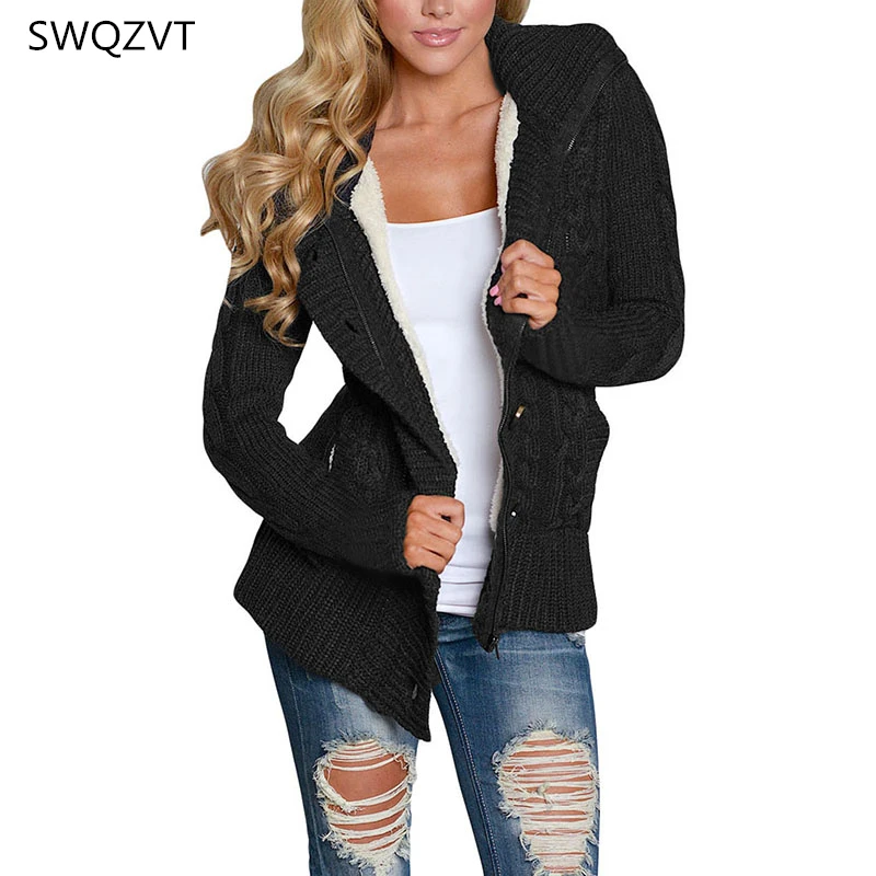 Best Price Plus Size Women Cardigan 2019 Loose Warm Fur Hooded Women Sweater Winter Clothes Women Knitted Sweater Ladies Female Tops